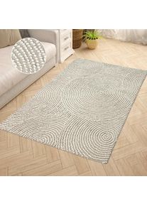 Wollteppich »Wolly Kreis, handgewebt aus Wolle« rechteckig 10 mm Höhe Handweb Teppich, Schlafzimmer, Esszimmer, Wohnzimmer , beige , my home ,...