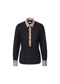 Seidensticker Popeline-Bluse mit Karodetail - Damen - Gr. 42 - schwarz