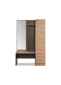 Mid.you Garderobe , Anthrazit, Eiche Artisan , Holzwerkstoff , 5-teilig , 122x190x37 cm , Garderobe, Garderobensets & -serien, Garderoben-Sets
