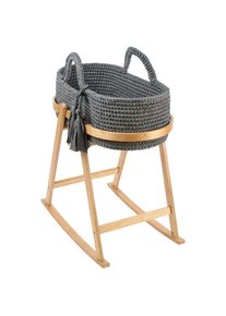 Jimmylee Moseskorb , Naturfarben, Dunkelgrau , Kunststoff, Textil, Holzwerkstoff , 51x93x81 cm , Baby- und Kinderm&ouml;bel, Babyzimmer, Babybetten, Stubenwagen & Babywiegen