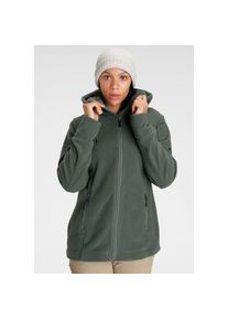 Polarino , Fleecejacke mitKapuze für kalte Tage, aus Fleece, sportlicher Stil, atmungsaktiv , grün , Hüftbedeckender Schnitt und sportlicher Stil...