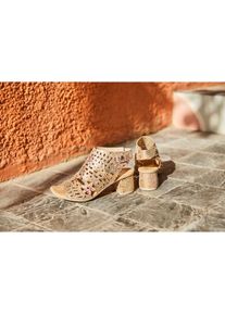 Rieker, Unisex, Sandalette Sommerschuh, Sandale, Blockabsatz, mit modischer Schaftgestaltung, beige multi, 38, Modische Sandalette mit Perforation