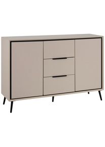 Livetastic Kommode , Schwarz, Sandfarben , Holzwerkstoff , 4 F&auml;cher , 3 Schublade(n) Schubladen , 135x90x38 cm , Kleinm&ouml;bel, Kommoden, Kommoden