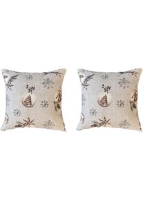 Kissenhülle »FELIZ NAVIDAD« ohne Füllung, Dekostoff bedruckt, SET , grau , Home Wohnideen , Obermaterial: 50% Baumwolle, 50% Polyester