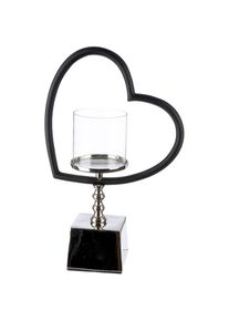 Gilde, Gilde Windlicht &raquo;Windlicht Herz Te quiero schwarz; silberfarben&laquo;, schwarz, silberfarben, Aluminium, Glas, B/H/T: 26,5 cm x 39,5 cm x 9 cm