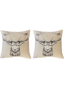 Kissenhülle »CIERVO« ohne Füllung, Gobelin, SET , beige , Home Wohnideen , Obermaterial: 53% Baumwolle, 47% Polyester