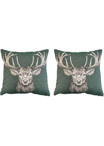 Kissenhülle »CIERVO« ohne Füllung, Gobelin, SET , grün , Home Wohnideen , Obermaterial: 53% Baumwolle, 47% Polyester