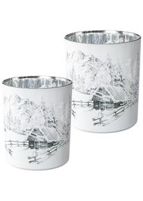 Creativ Home, Creativ home Windlicht &raquo;Windlicht&laquo; mit traumhaft sch&ouml;nem Motiv, wei&szlig;, Glas, B/H/T: 10 cm