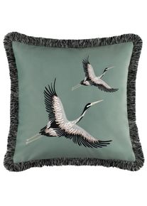 Schöner Wohnen Kollektion Schöner Wohnen-Kollektion, SCHÖNER WOHNEN-Kollektion Dekokissen »Trail« mit aufwendiger Stickerei, grün, Obermaterial: 100% Polyester, 1 Stk.