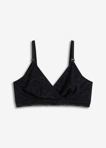 Soutien-gorge d’allaitement coton et dentelle sans armatures en noir, Taille 44/46 (L), bonprix