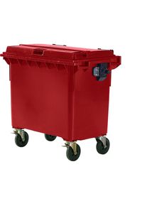 M&uuml;llcontainer aus Kunststoff, DIN EN 840, Volumen 660 l, BxHxT 1360 x 1235 x 765 mm, rot, ab 5 Stk