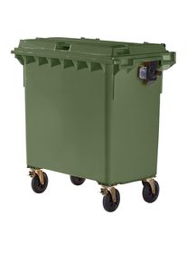 M&uuml;llcontainer aus Kunststoff, DIN EN 840, Volumen 770 l, BxHxT 1360 x 1330 x 770 mm, gr&uuml;n, ab 5 Stk
