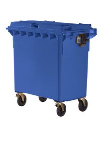 M&uuml;llcontainer aus Kunststoff, DIN EN 840, Volumen 770 l, BxHxT 1360 x 1330 x 770 mm, blau, ab 5 Stk