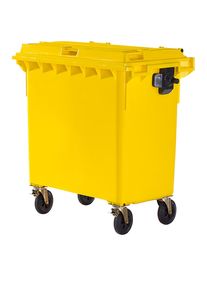M&uuml;llcontainer aus Kunststoff, DIN EN 840, Volumen 770 l, BxHxT 1360 x 1330 x 770 mm, gelb