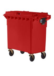 M&uuml;llcontainer aus Kunststoff, DIN EN 840, Volumen 770 l, BxHxT 1360 x 1330 x 770 mm, rot