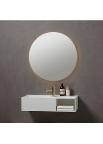 Loevschall, Badspiegel &raquo;Nibe Rund, Spiegel mit Hintergrundbeleuchtung&laquo; Badezimmerspiegel mit LED Beleuchtung, silberfarben, Spiegelglas, B/H/T: 80 cm 