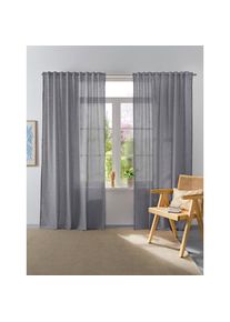 Vorhang »Linsdorf« Multifunktionsband 1 Stk. tlg. Leinenstruktur, halbtransparent , grau , Home Affaire Collection , Obermaterial: 100% Polyester