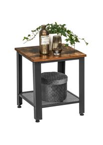 CARRYHOME Beistelltisch , Schwarz, Walnussfarben , Metall, Holzwerkstoff , quadratisch , eckig , 40x45x40 cm , Wohnzimmer, Wohnzimmertische, Beistelltische, Beistelltische Metall