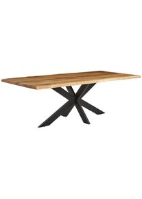 Linea Natura Esstisch , Eichefarben , Holz , Eiche , massiv , rechteckig , X-Form , 100x76x220 cm , Esszimmer, Esstische, Holztische, Massivholztische
