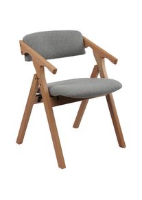 Mid.you Armlehnstuhl , Grau , Holz, Textil , Buche , massiv , eckig , 53x78x47 cm , inklusive Armlehnen , Esszimmer, Esszimmerserien