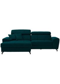 CARRYHOME Ecksofa , Petrol , Metall , F&uuml;llung: Schaumstoff , Ottomane links, L-Form , 267x181 cm , Stoffauswahl, Liegefunktion, seitenverkehrt erh&auml;ltlich, R&uuml;cken echt , Wohnzimmer, Sofas & Couches, Wohnlandschaften, Ecksofas