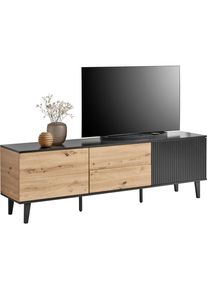 Xora Lowboard , Schwarz, Eiche Artisan , Holzwerkstoff , 2 F&auml;cher , 2 Schublade(n) Schubladen , 172x56x40 cm , stehend, Beim&ouml;bel erh&auml;ltlich , Wohnzimmer, TV M&ouml;bel, Lowboards, Lowboards stehend
