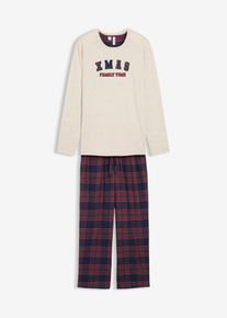 Herren Pyjama mit Flanellhose aus weicher Baumwolle und Geschenktasche in weiss, Gr&ouml;sse 60/62 (XXL), bonprix