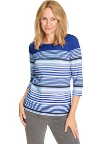Damen 3/4-Arm-Shirt aus Baumwolle, gestreift jeansblau-ecru-geringelt
