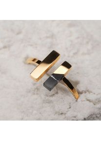 Holzkern Campania Ring Gold und Marmor