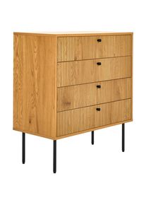 CARRYHOME Kommode , Eichefarben , Metall , 4 Schubladen , 80 cm , Typenauswahl, Beimöbel erhältlich, stehend, In verschiedenen Grössen erhältlich ,