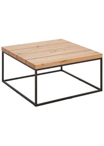 P & B Couchtisch , Schwarz, Eichefarben , Metall, Holzwerkstoff , quadratisch , Flachrohr , 40x80x80 cm , FSC , Wohnzimmer, Wohnzimmertische, Couchtische, Couchtische Metall