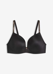 Soutien-gorge &agrave; coques et bretelles brillantes sans armatures en noir, Taille 70B, bonprix