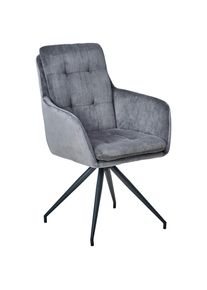 Mid.you Armlehnstuhl , Grau , Metall, Textil , konisch , 60x94x64 cm , Esszimmer, St&uuml;hle, Polsterst&uuml;hle