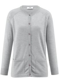 Peter Hahn - Strickjacke aus 100%Schurwolle Pure Tasmanian Wool, grau, Gr. 50, Schurwolle