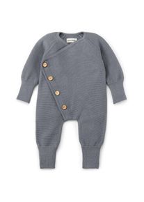 Halfen-Strickerei Baby-Strampler Merinowolle Rauchblau 50/56