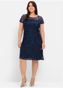 sheego Witt Damen Cocktailkleid mit Zierborten, marine, Gr&ouml;&szlig;e 52, 100% Polyamid