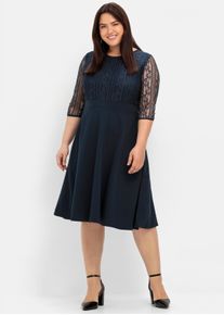 sheego Witt Damen Cocktailkleid mit Spitze, nachtblau, Gr&ouml;&szlig;e 58, 60% Viskose, 35% Polyimid, 5% Elasthan. Spitze: 100% Polyimid