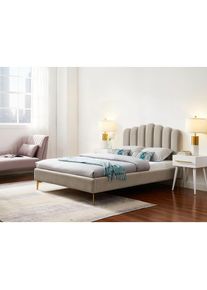 Polsterbett »Laon« gepolstertes Kopfteil, in 3 Breiten , beige , LEONIQUE