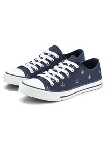 Lascana, Unisex, Lascana Sneaker mit Ankerprint, Schn&uuml;rhalbschuh, Freizeitschuh, blau, 36, Mit modischem Ankerprint