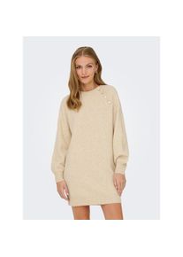Only, Unisex, Only Midikleid &raquo;ONLEMMA LIFE LS BUTTON ONEC DRESS CC KNT&laquo; Sommerkleid, pumice stone detail:melange, gold button, XL, N-Gr, Kleid in 