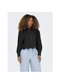 Only, Unisex, Only Langarmbluse &raquo;ONLVALAIS L/S SHIRT WVN NOOS&laquo;, schwarz, S, Kurze Hemdbluse von Only mit Allover Lochmuster und Muschelsaum