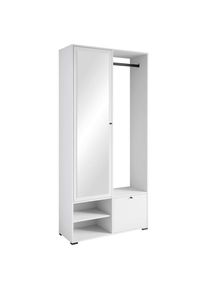 P & B Garderobe , Weiss, Eiche Artisan , Holzwerkstoff , 90x190x33 cm , FSC , Garderobe, Garderobensets & -serien, Garderoben-Sets