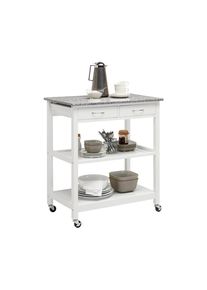 Xora Servierwagen , Grau, Weiss , Stein, Holzwerkstoff , 2 Schubladen , rechteckig , eckig , 78x87x48 cm , Stauraum , Esszimmer, Barmöbel, Barwagen