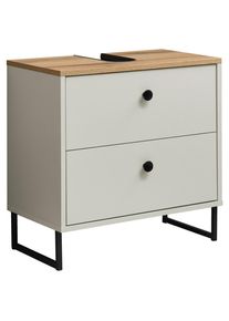 Mid.you Waschbeckenunterschrank , Eichefarben, Kaschmir , Kunststoff , 2 Schubladen , 60x60x35 cm , stehend , Badezimmer, Badezimmerschränke,