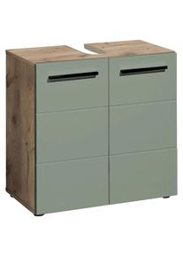 Mid.you Waschbeckenunterschrank , Grün, Eichefarben , Holzwerkstoff , 1 Fächer , einzeln stellbar , 60x62x31 cm , Made in EU , stehend , Badezimmer,