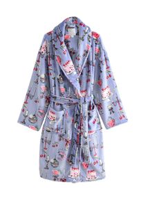 next, Femmes Peignoir long, bleu clair / rose / rouge / blanc
