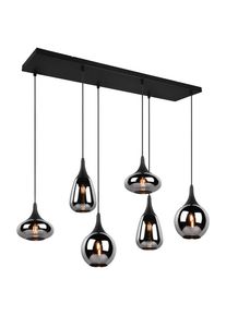 Trio Leuchten Hängeleuchte , Schwarz, Chromfarben , Metall, Glas , 34.5x150x93.8 cm , Lampen & Leuchten, Innenbeleuchtung, Hängelampen, Pendelleuchten