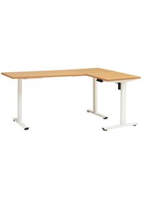 Mid.you Eckschreibtisch , Weiss, Eichefarben , Metall, Holzwerkstoff , rechteckig , eckig , 120x74.5-119x180 cm , höhenverstellbar , Büromöbel,