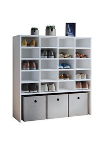 Mid.you Schuhregal , Weiss , Holzwerkstoff , 16 Fächer , 92x99x33 cm , Garderobe, Schuhaufbewahrung, Schuhregale