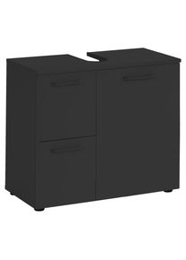 Mid.you Waschbeckenunterschrank , Schwarz , Kunststoff , 1 Fächer , 2 Schubladen , 70x60x35 cm , stehend , Badezimmer, Badezimmerschränke,